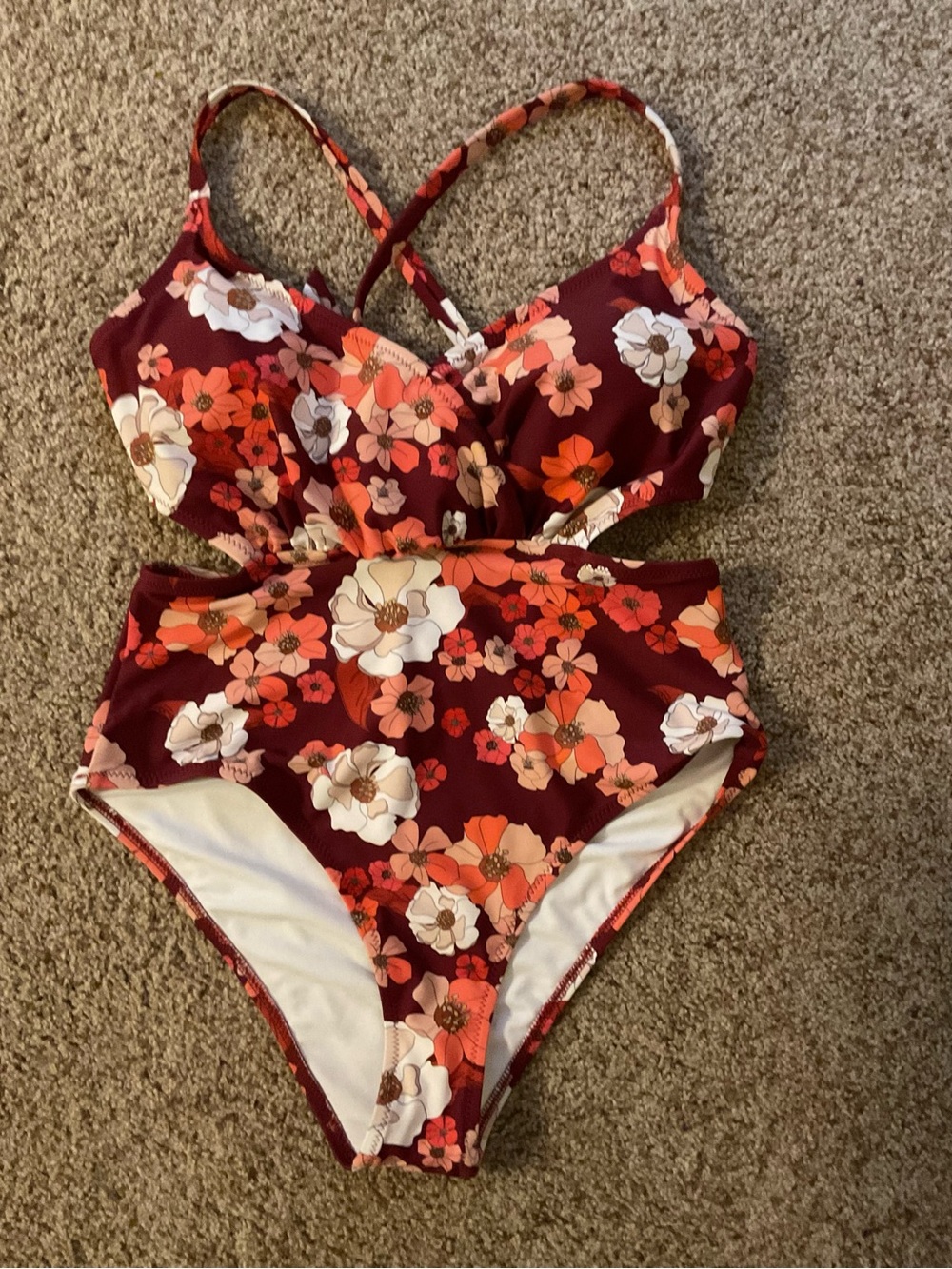 Cupshe Floral Cutout One-Piece Swimsuit